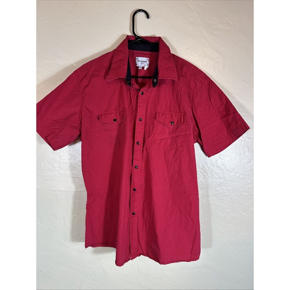 Ace Of Diamonds USA XL Snap Button Short Red Sleeve Men’s Shirt Teardrop Print
